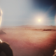 Conceptual image showing humans on the Martian surface.